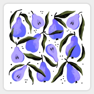 Pretty purple pear pattern with black leaves Sticker